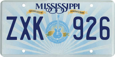 MS license plate ZXK926