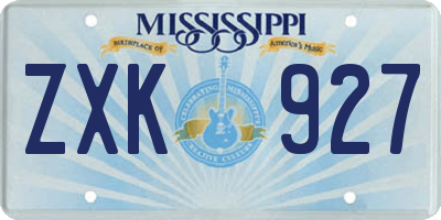 MS license plate ZXK927