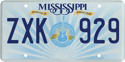 MS license plate ZXK929