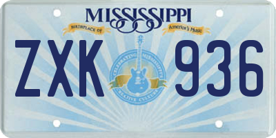 MS license plate ZXK936