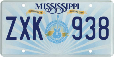 MS license plate ZXK938