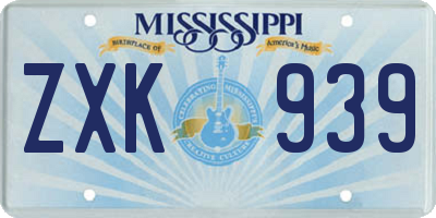 MS license plate ZXK939