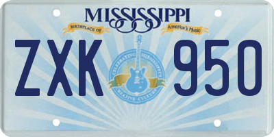 MS license plate ZXK950