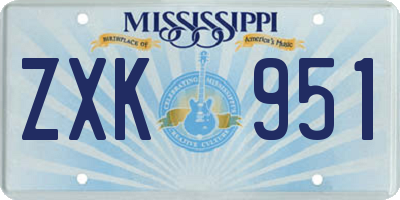 MS license plate ZXK951