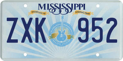 MS license plate ZXK952