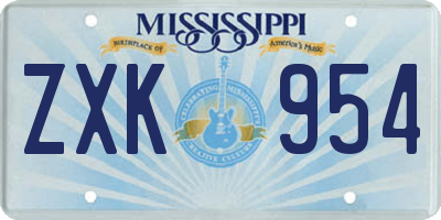 MS license plate ZXK954