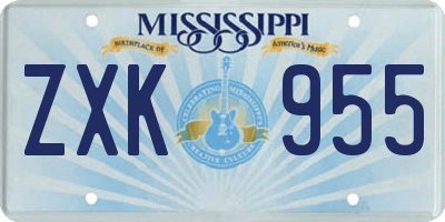 MS license plate ZXK955