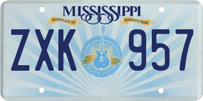 MS license plate ZXK957