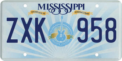 MS license plate ZXK958