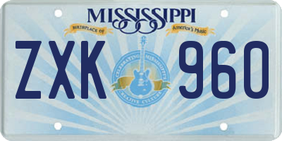 MS license plate ZXK960