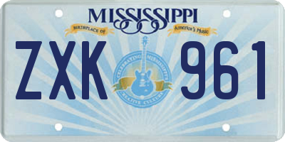 MS license plate ZXK961
