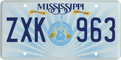 MS license plate ZXK963