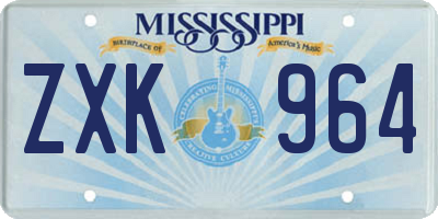 MS license plate ZXK964