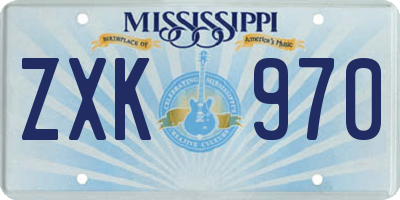MS license plate ZXK970