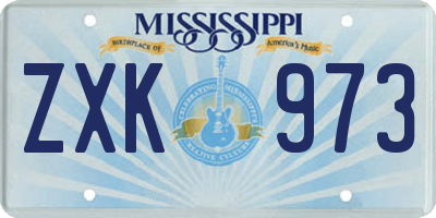 MS license plate ZXK973