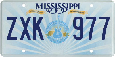 MS license plate ZXK977