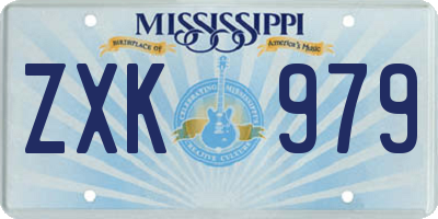 MS license plate ZXK979