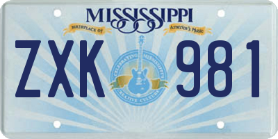 MS license plate ZXK981