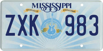 MS license plate ZXK983