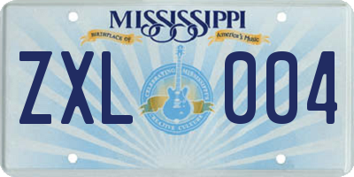 MS license plate ZXL004