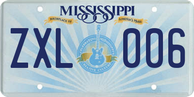 MS license plate ZXL006