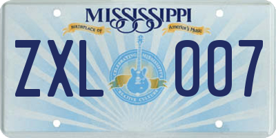 MS license plate ZXL007