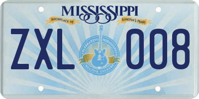 MS license plate ZXL008