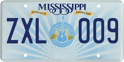 MS license plate ZXL009