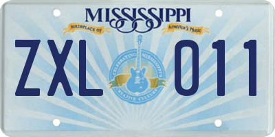 MS license plate ZXL011