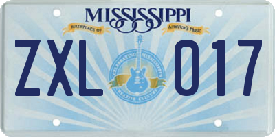 MS license plate ZXL017