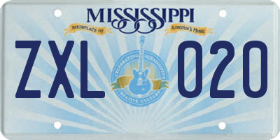 MS license plate ZXL020