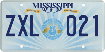 MS license plate ZXL021