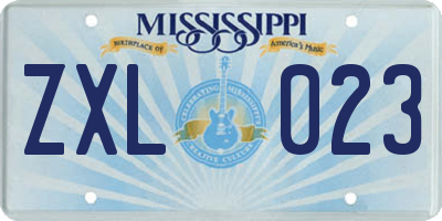 MS license plate ZXL023