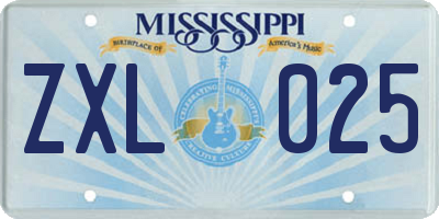 MS license plate ZXL025