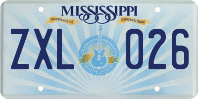 MS license plate ZXL026