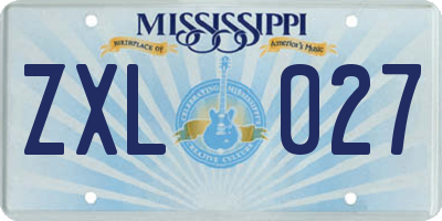 MS license plate ZXL027