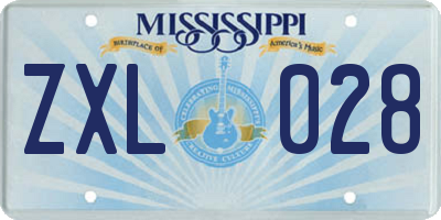 MS license plate ZXL028