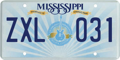 MS license plate ZXL031