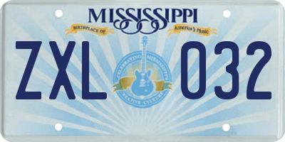 MS license plate ZXL032