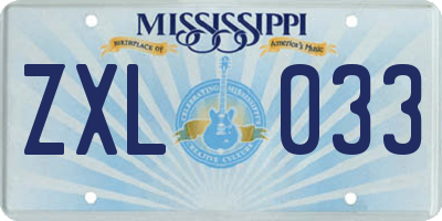 MS license plate ZXL033