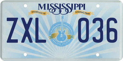 MS license plate ZXL036