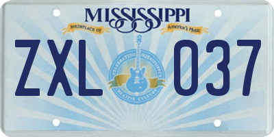 MS license plate ZXL037