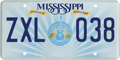 MS license plate ZXL038