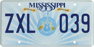 MS license plate ZXL039
