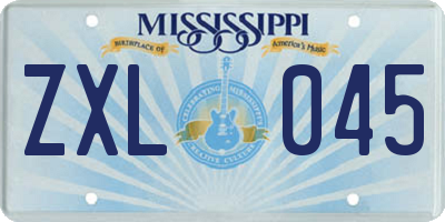 MS license plate ZXL045