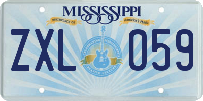 MS license plate ZXL059