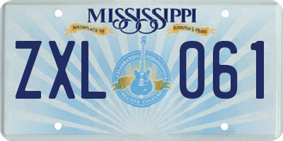 MS license plate ZXL061