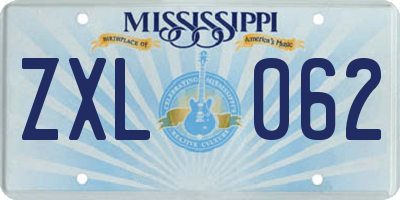 MS license plate ZXL062
