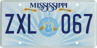 MS license plate ZXL067