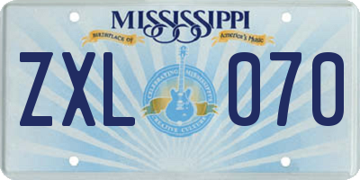MS license plate ZXL070